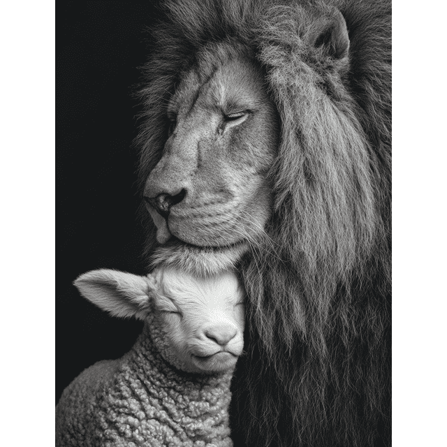 Lion and Lamb Home Decor Canvas Wall Art 15.75x11.81 Inches