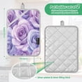 thumbnail image 3 of Two Pieces Of Square Heat Insulation Pad Oven Mitts 7x9.8 Inch Oven Microwave Kitchen Cooking Baking Purple Roses Seamless, 3 of 7
