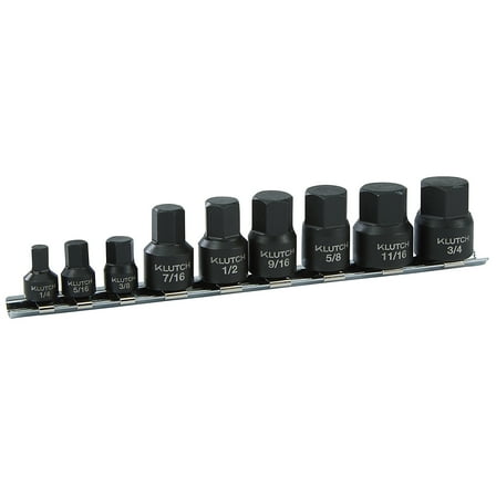 Klutch 9-Pc. Stubby Impact Hex Bit Set