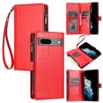 thumbnail image 1 of Compatible avec Google Pixel 7 Étui Portefeuille Premium Fermeture Éclair Grand Espace Rabat en Cuir PU, 1 of 5