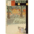thumbnail image 2 of Kobayashi Kiyochika 13x18 Gold Ornate Wood Frame and Double Matted Museum Art Print Titled - Yomeimon Gate at Nikko Toshogu Shrine (1897), 2 of 4