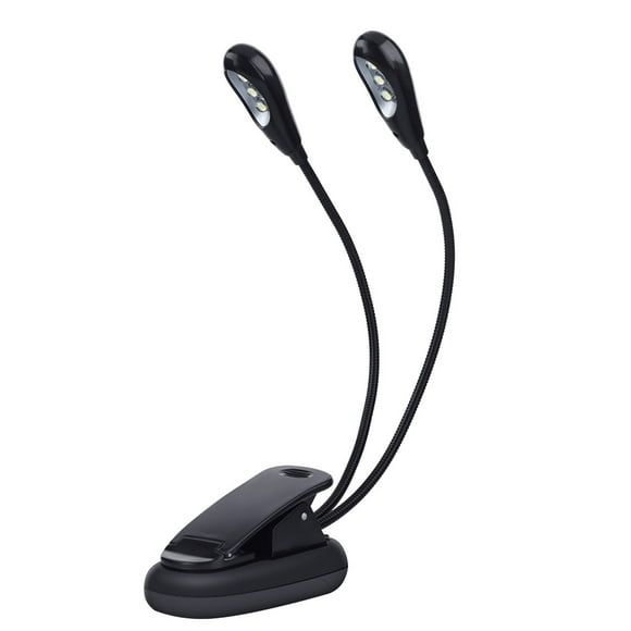 Clip On Music Stand Book Reading Mini Double Adjustable Arms Light LED Lamp (6 Beads)