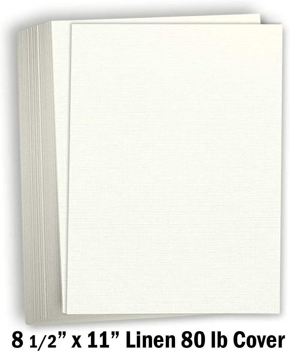Hamilco Linen Textured Cardstock Paper  8 1/2 x 11" Blank Thick Heavy Weight 80 lb Cover Card Stock for Printer - 50 Pack Natural