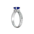 thumbnail image 3 of 1.06 ctw Lab Created Blue Sapphire Ring with Diamonds 14K White Gold Filigree Cathedral Princess, 3 of 4