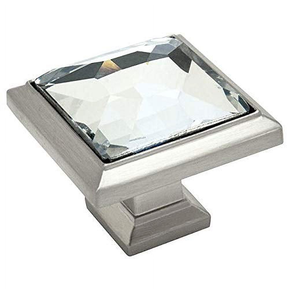Cosmas 5883SN-C Satin Nickel Cabinet Hardware Square Knob with Clear Glass - 1-1/4" Square - 20 Pack - image 2 of 2