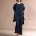 thumbnail image 4 of Joernso Women's 2-Piece Chiffon Set Casual Plus Size Wide Pant Suit Ruffle Asymmetric Layers Wedding Guest Outfit for Spring Summer, 4 of 7