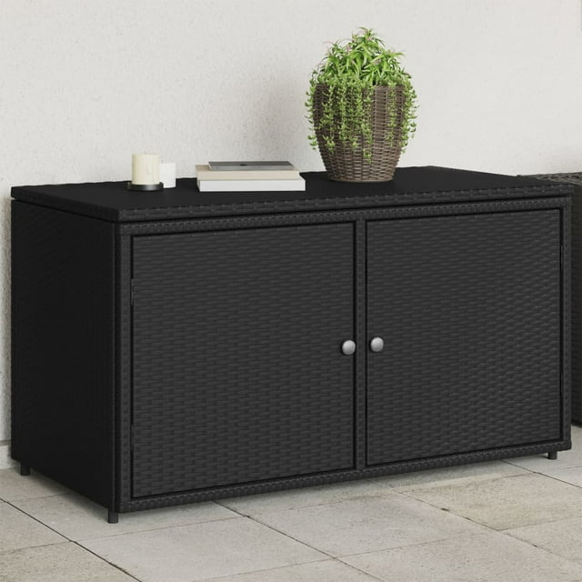 vidaXL Armoire de Rangement de Jardin Noire 110x55x60,5 cm en Rotin Poly