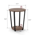 thumbnail image 3 of Skandiquip 17.7 Inch Diameter Round 2-Tier Accent Side Table Industrial End Table with Storage Shelf Wooden Top for Living Room Bedroom, Walnut, 3 of 6