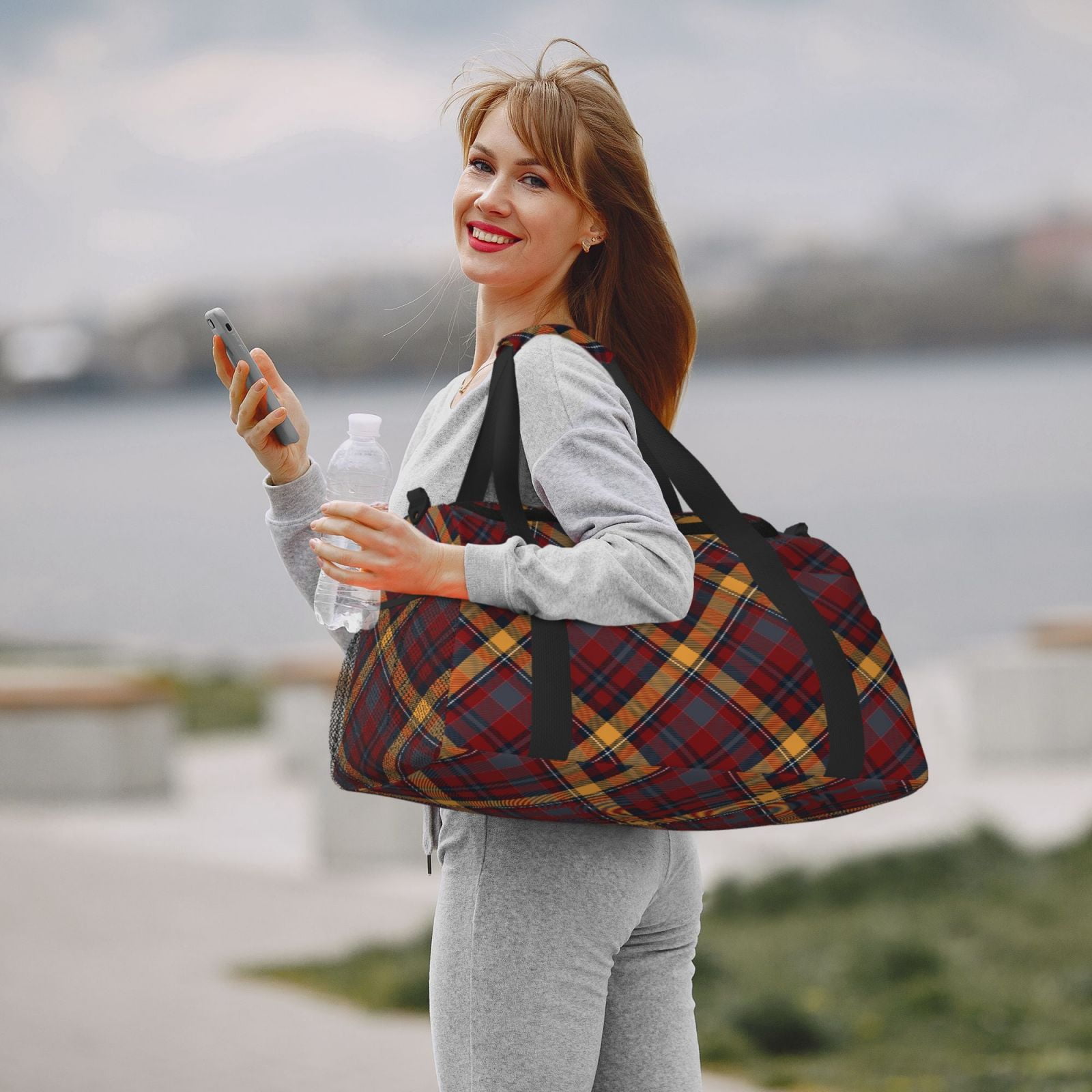 Fuzoiu Buffalo Check Plaid Print Travel Duffle Bag,Carry On Tote Bags,Duffel Bag,Sport Gym Bag, Hospital Bag for Labor and Delivery, Overnight Bag,Luggage Bag