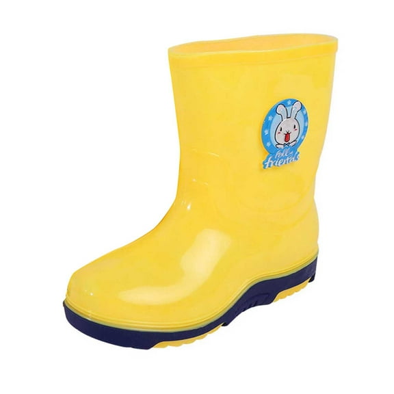 CHENge Rain Boots for Girls Boys Outdoor Lightweight Solid Color Elastic Band Outdoor Rainboots Yellow Size 8-9 Years