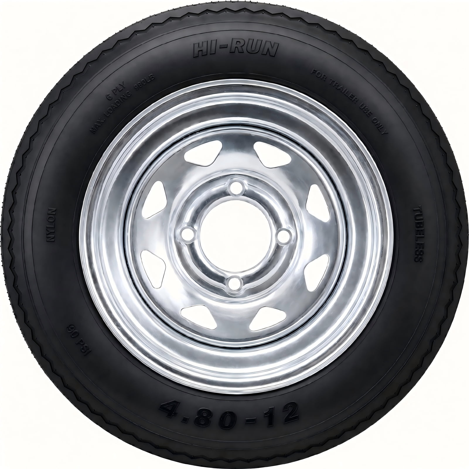 Hi-Run 2 Set SU02 4.80-12 6PR Boat Trailer Tire and 4-Lug Galvanized 8 Spoke Wheel Assembly