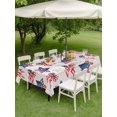thumbnail image 4 of Outdoor Tablecloth with Umbrella Hole for Patio/Picnic/Party/Camping, 250th Anniversary Waterproof Table Cloth Rectangle Table Cover Washable, 4th of July Blue Red Stars Bow Gray Wood (54"x 80"), 4 of 9