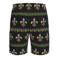 thumbnail image 6 of Kll Mardi Gras Fleur De Lis Men'S Casual Summer Beach Shorts Hawaiian Shorts With Pockets-3x-Large, 6 of 9