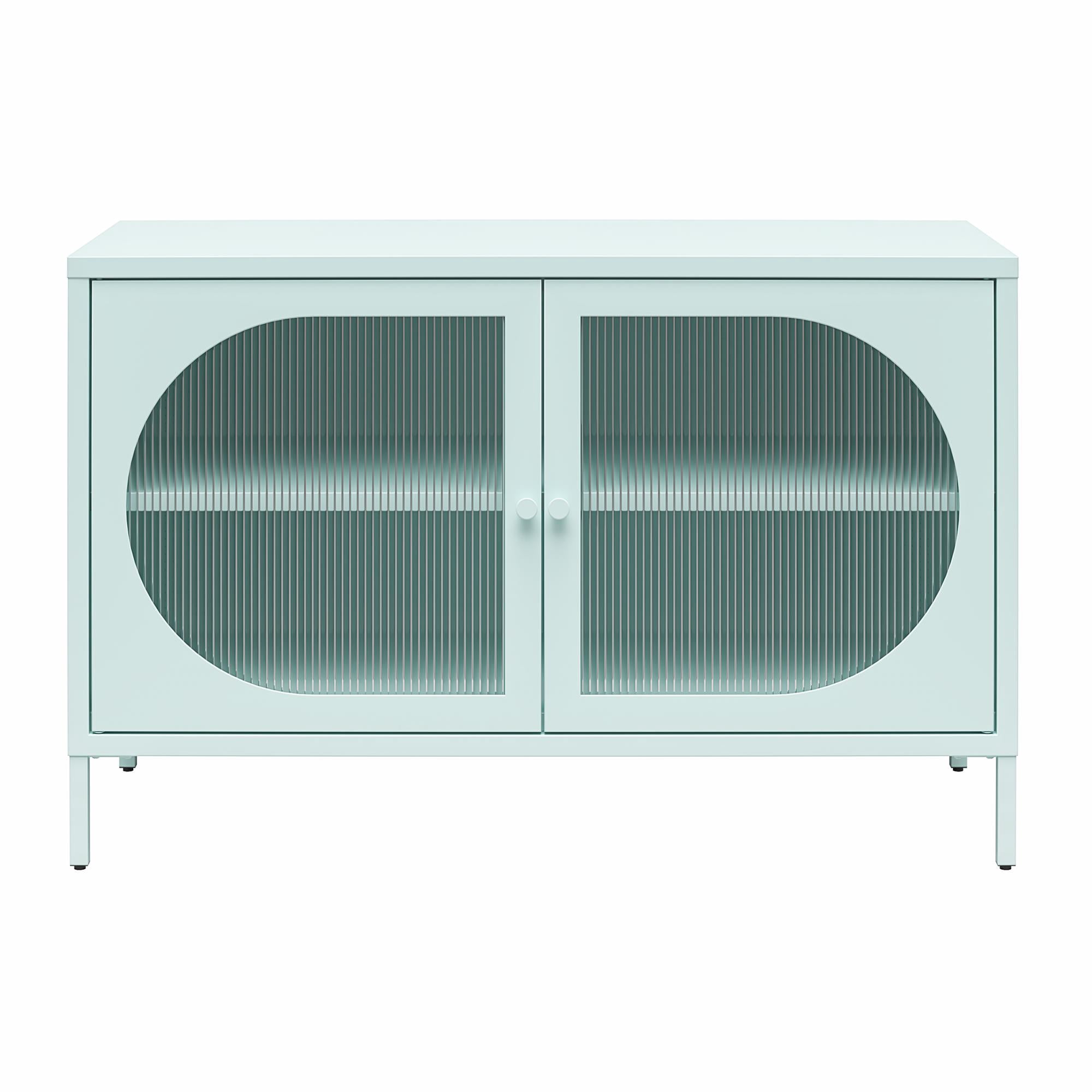 Mr. Kate Luna Wide 2-Door Accent Cabinet with Fluted Glass, Sky Blue