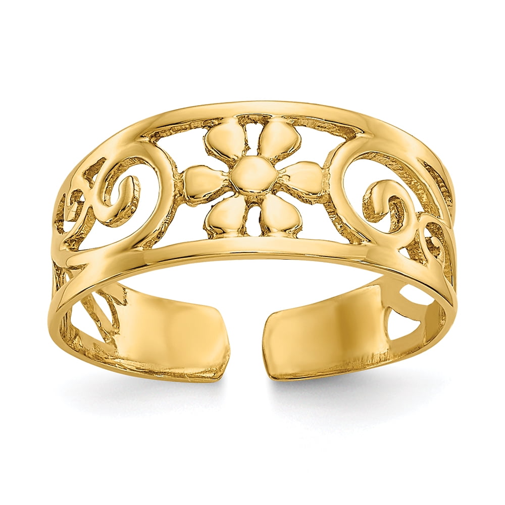 Ring Toe 14K Yellow Gold Women's Flower Toe Ring