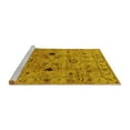 thumbnail image 2 of Ahgly Company Machine Washable Indoor Round Oriental Yellow Industrial Area Rugs, 5' Round, 2 of 4