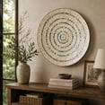 thumbnail image 4 of DecMode Beige Mother of Pearl Shell Handmade Mosaic Plate Wall Decor with Blue Accents, 4 of 16