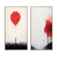 thumbnail image 2 of Designart "Tender Red Serenity Minimal Watercolor II" Abstract Landscape Framed Wall Art Set Of 2 - Modern Red Framed Canvas Set For Living Room Decor, 2 of 6