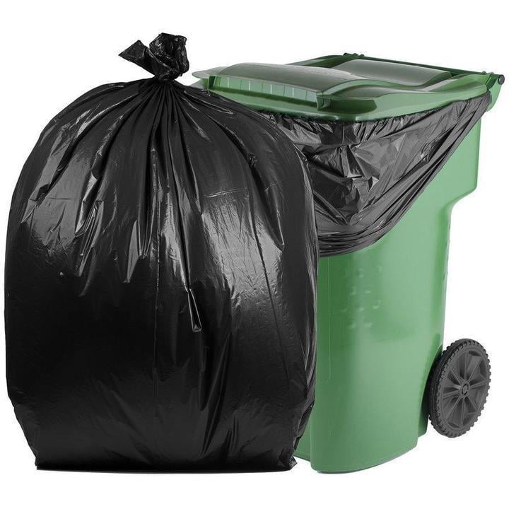 3pcs Roll Cart Trash Bags Durable Big Mouth Garbage Bags Yard Black 96 Gallon 