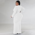 thumbnail image 4 of AURA Women Plus Size V Neck Irregular Dress Long Sleeve Sexy Party Night Dress, 4 of 6