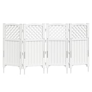 Devoko Fence Privacy Screen,4 Panels Outdoor Screen Enclosure for Patio & Yard, Resin Fence Panels Ideal for Hiding Air Conditioner and Trash Can, White
