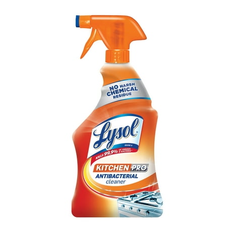(3 pack) Lysol Kitchen Pro Antibacterial Kitchen Cleaner Spray, 22oz, No Harsh (Best Natural Disinfectant Spray)