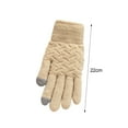thumbnail image 5 of 1 Pair Women Winter Gloves Double-layer Thickened Plush Jacquard Knitted Five Fingers Unisex Anti-slip Cold Weather Driving Golfing Skiing Skating Gloves, 5 of 7