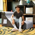 thumbnail image 3 of Jaxx Flexx V-Tex Convertible 3 in 1 Gamer Chair, Table, & Ottoman w/ Adjustable Headrest & Pocket - Vinyl Submarine Grey, 3 of 8