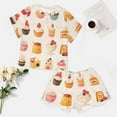thumbnail image 4 of Cartoon Cake Women's Ruffle Short Sleeve Tops And Shorts Cute Peeps Bunny Pajamas Sets, 4 of 7