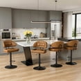 thumbnail image 2 of Hawsaiy Modern Bar Stools Set of 4, Ergonomic Double-Layer Upholstered Bar Stools with Back, Adjustable Swivel Barstools for Kitchen Island, Brown, 2 of 11