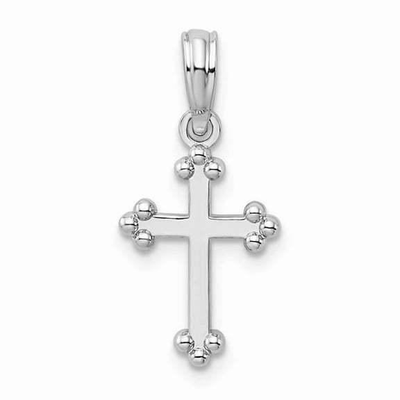 Finest Gold Sterling Silver Polished Budded Cross Small Pendant