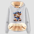 thumbnail image 2 of NinXxx Women's Cow Print Hoodie Soft Cozy Pullover Winter Sweatshirt Grey M, 2 of 4
