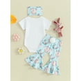 thumbnail image 4 of Jxzom Toddler Baby Boys Girls Easter Outfits 3 6 9 12 18 24 Months Buuny Eggs Print Romper Flare Pants Headband Summer Clothes Set, 4 of 8