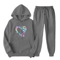 thumbnail image 2 of DDAPJ pyju Hoodie Sweatsuit for Women 2 Piece Cute Dog Paw Print Hooded Sweatshirt and Drawstring Waist Sweatpants Casual Jogging Tracksuit Set Dog Lover Outfits Clearance Sale Dark Gray XL, 2 of 7