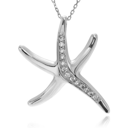 Brinley Co. Women's CZ Accent Sterling Silver Starfish Pendant Fashion Necklace