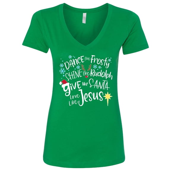 Inktastic Dance Like Frosty, Shine Like Rudolph, Give Like Santa Women's V-Neck T-Shirt