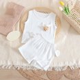 thumbnail image 2 of Odeerbi Toddler Two-piece Set Boys Summer Outfits Tank Tops Kids Bear Pendant Sleeveless Vest Shorts Baby Casual Clothes Set White, 2 of 9