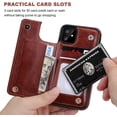 thumbnail image 4 of Compatible with iPhone 11  Wallet Case with Card Holder,REQO PU Leather Kickstand Card Slots Case,Double Magnetic Clasp and Durable Shockproof Cover for iPhone 11 6.1 Inch(Brown), 4 of 7