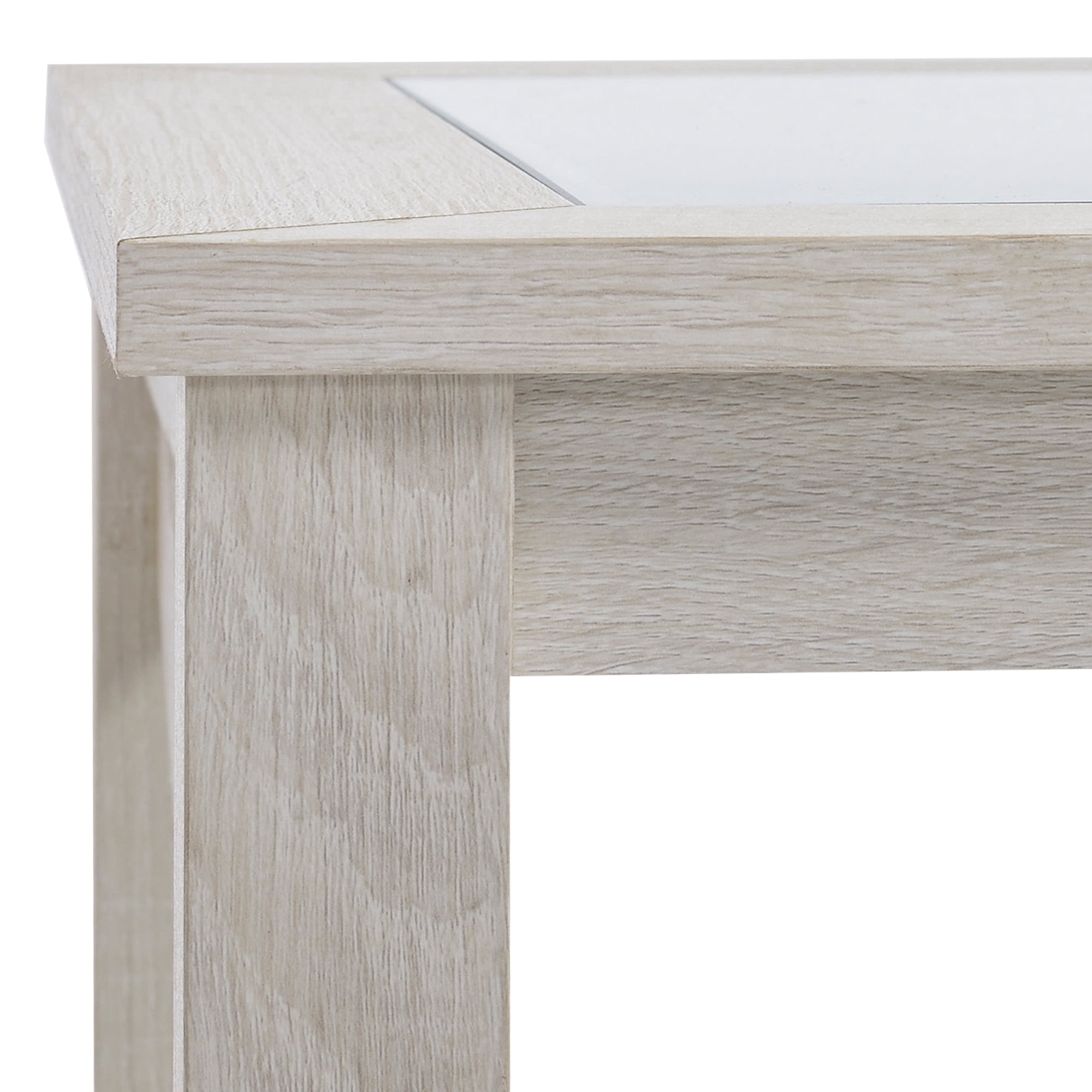 HOMCOM Farmhouse Style Coffee Table with Wood Frame, Tempered Glass Tabletop and Underneath Storage Shelf, Side Table for Living Room, 39.25"x21.75", White Oak