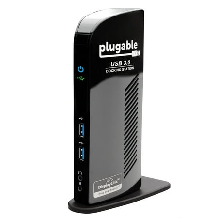 Plugable USB 3.0 Universal Laptop Docking Station for Windows (Dual Video HDMI and DVI/VGA, Gigabit Ethernet, Audio, 6 USB