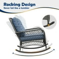 thumbnail image 3 of MRUAKA Outdoor Rocking Chairs Set of 3, Wicker Patio Furniture with Thickened Cushions and Table for Porch，350lbs Weight Capacity(Blue), 3 of 10