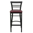 thumbnail image 6 of Emma + Oliver Two-Slat Ladder Back Barstool, Metal Dining, Burgundy Vinyl/Black, 6 of 7