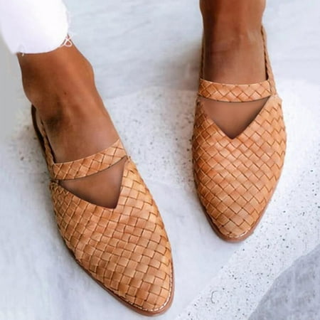 

Herrnalise Women s Pointed Flat Shoes Weave Casual Shoes Solid Comfortable Sandals Shoes Walking Sandals Women Walking Sandals Women
