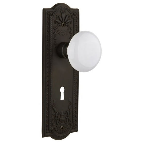 Nostalgic Warehouse Meawhi_Psg_234_Kh Vintage Farmhouse White Porcelain Passage Door Knob
