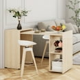 thumbnail image 3 of Costway Extendable Computer Desk Reversible Study Writing Desk w/ Mobile Shelves Natural, 3 of 10