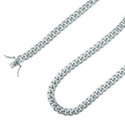 925 Sterling Silver Miami Cuban Link Rhodium Chain 7mm Necklace - Hypoallergenic and Tarnish Resistant - By Oliver & Navy
