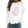 thumbnail image 2 of qelini Breast Cancer Awareness Shirt Casual Pullover Blouse Wowen's Graphic Tees Long Sleeve Shirts Fall Winter Crewneck Comfy Shirts White XL, 2 of 4