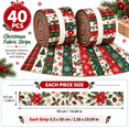 thumbnail image 2 of Christmas Precut Fabric Strips, 40pc Snowflake Poinsettia Plaid Fabric for DIY Quilting and Sewing, 2.56 x 39.37 in Craft Kit, 2 of 5