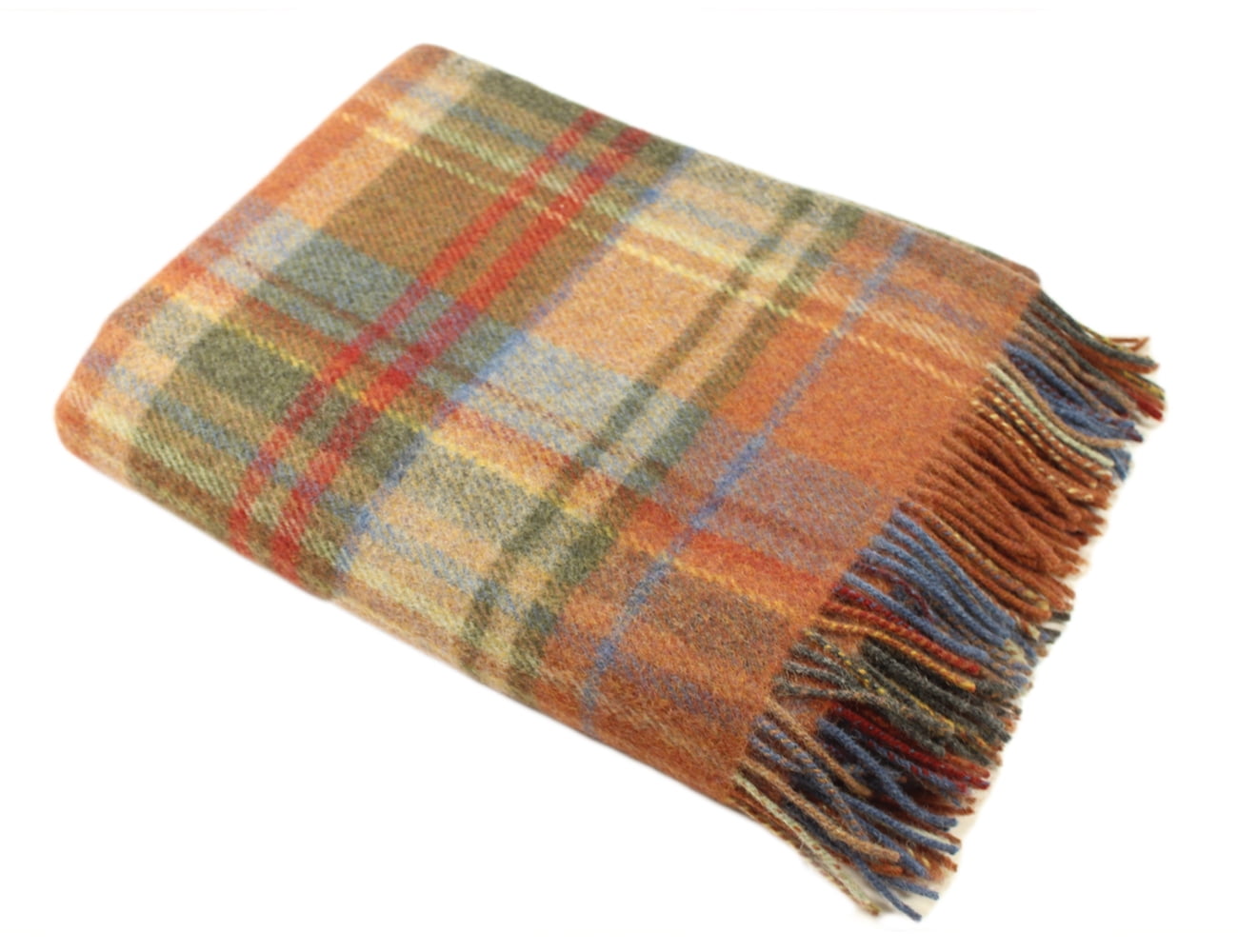 New Wool Plaid Blanket Throw 54" x 72" Made in Ireland John Hanly & Co
