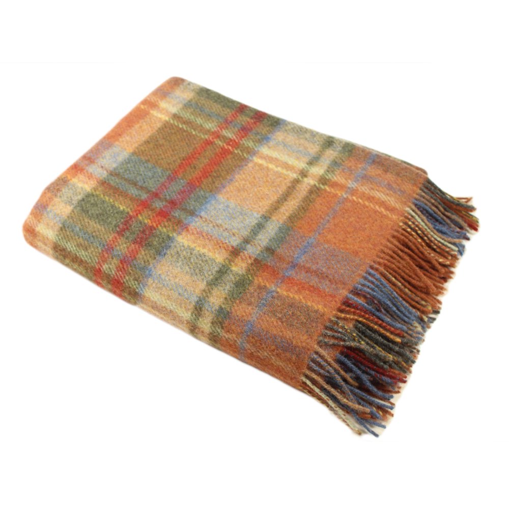 New Wool Plaid Blanket Throw 54" x 72" Made in Ireland John Hanly & Co